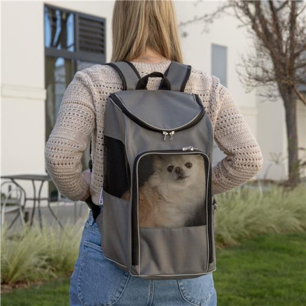 Medium Cat & Dog Travel Pet Backpack, Gray, 16 lb Limit - Picture 2 of 7